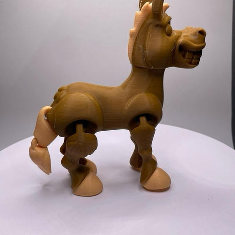 Flexi Donkey 3D Printed Donkey Figurine - Brown Color, Simple Design, Flexi Factory Donkey