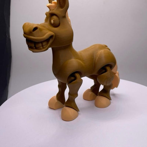 Flexi Donkey 3D Printed Donkey Figurine - Brown Color, Simple Design, Flexi Factory Donkey