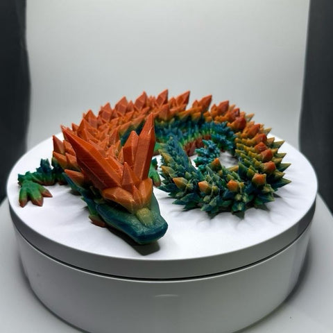 24” Single Color Crystal Dragon – Articulated 3D Printed Fantasy Figurine with Unique Design and Colorful Accents