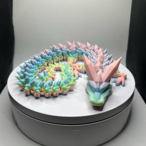 24” Single Color Crystal Dragon – Articulated 3D Printed Fantasy Figurine with Unique Design and Colorful Accents